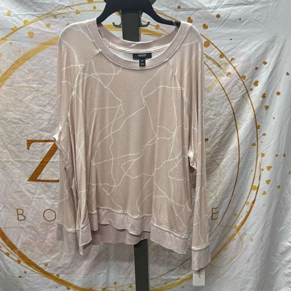 Alfani Women's Printed Long-Sleeve Top, Created for Macy's - Tulip White Line Si - Picture 2 of 4